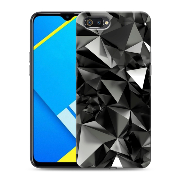 Силиконовый противоударный чехол на Realme C2 с принтом Черные кристаллы