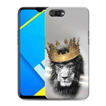 Силиконовый противоударный чехол на Realme C2 с принтом Лев с короной Силиконовый противоударный чехол на Realme C2 с принтом Лев с короной
