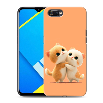Силиконовый противоударный чехол на Realme C2 с принтом Милые котики Силиконовый противоударный чехол на Realme C2 с принтом Милые котики