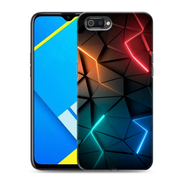 Силиконовый противоударный чехол на Realme C2 с принтом Абстракция неон