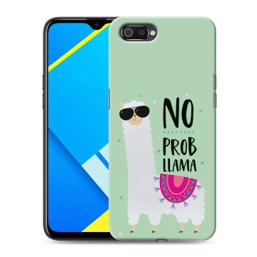 Силиконовый противоударный чехол на Realme C2 с принтом Лама