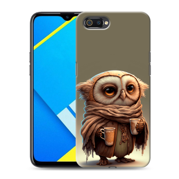 Силиконовый противоударный чехол на Realme C2 с принтом Сова Силиконовый противоударный чехол на Realme C2 с принтом Сова