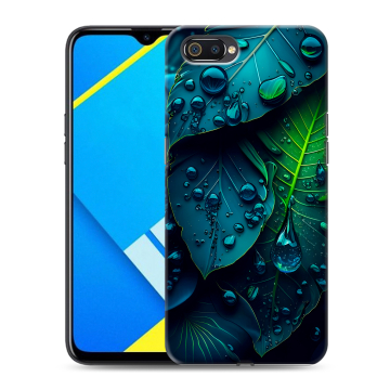 Силиконовый противоударный чехол на Realme C2 с принтом Листья