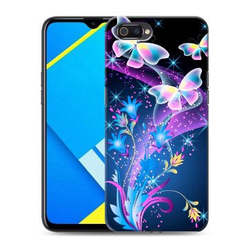 Силиконовый противоударный чехол на Realme C2 с принтом Бабочки Силиконовый противоударный чехол на Realme C2 с принтом Бабочки