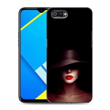 Силиконовый противоударный чехол на Realme C2 с принтом Девушка в шляпе Силиконовый противоударный чехол на Realme C2 с принтом Девушка в шляпе