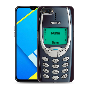 Силиконовый противоударный чехол на Realme C2 с принтом Старый телефон