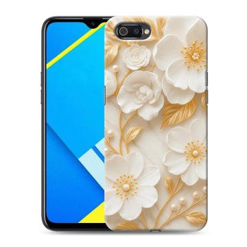 Силиконовый противоударный чехол на Realme C2 с принтом Цветы Силиконовый противоударный чехол на Realme C2 с принтом Цветы