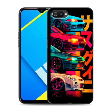 Силиконовый противоударный чехол на Realme C2 с принтом Гоночные машины Силиконовый противоударный чехол на Realme C2 с принтом Гоночные машины