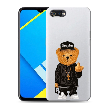 Силиконовый противоударный чехол на Realme C2 с принтом Мишка Силиконовый противоударный чехол на Realme C2 с принтом Мишка