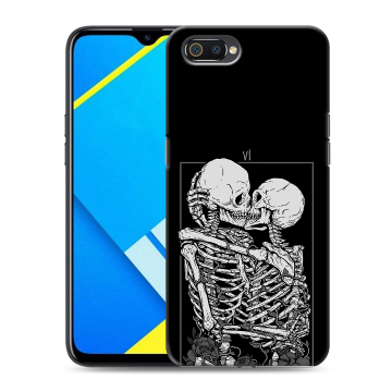 Силиконовый противоударный чехол на Realme C2 с принтом Поцелуй скелетов Силиконовый противоударный чехол на Realme C2 с принтом Поцелуй скелетов