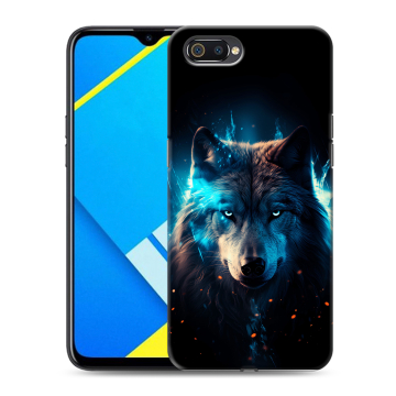 Силиконовый противоударный чехол на Realme C2 с принтом Волк ночной Силиконовый противоударный чехол на Realme C2 с принтом Волк ночной