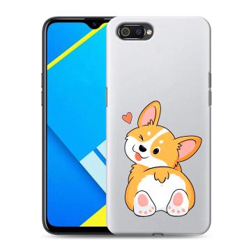 Силиконовый противоударный чехол на Realme C2 с принтом Корги Силиконовый противоударный чехол на Realme C2 с принтом Корги