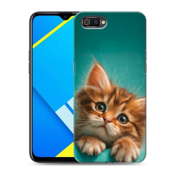 Силиконовый противоударный чехол на Realme C2 с принтом котенок Силиконовый противоударный чехол на Realme C2 с принтом котенок