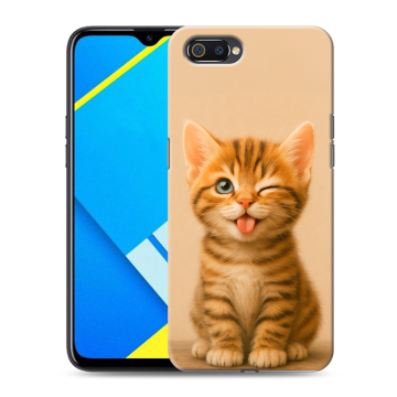Силиконовый противоударный чехол на Realme C2 с принтом котенок Силиконовый противоударный чехол на Realme C2 с принтом котенок