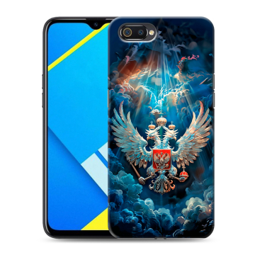 Силиконовый противоударный чехол на Realme C2 с принтом Герб флаг России Силиконовый противоударный чехол на Realme C2 с принтом Герб флаг России