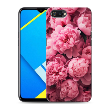 Силиконовый противоударный чехол на Realme C2 с принтом цветы пионы Силиконовый противоударный чехол на Realme C2 с принтом цветы пионы