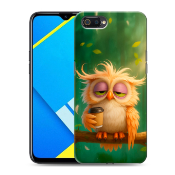 Силиконовый противоударный чехол на Realme C2 с принтом сова Силиконовый противоударный чехол на Realme C2 с принтом сова