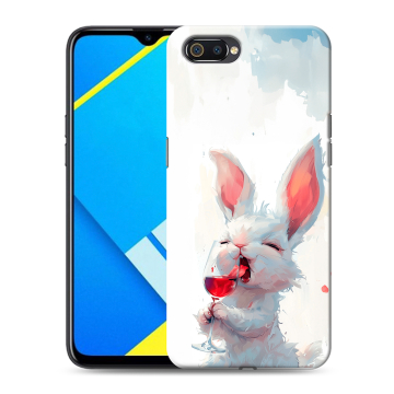 Силиконовый противоударный чехол на Realme C2 с принтом кролик зайчик Силиконовый противоударный чехол на Realme C2 с принтом кролик зайчик