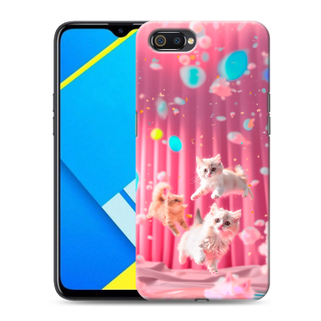 Силиконовый противоударный чехол на Realme C2 с принтом милые котики Силиконовый противоударный чехол на Realme C2 с принтом милые котики