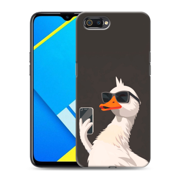 Силиконовый противоударный чехол на Realme C2 с принтом утка в очках Силиконовый противоударный чехол на Realme C2 с принтом утка в очках