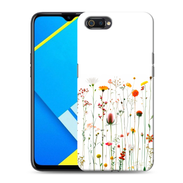Силиконовый противоударный чехол на Realme C2 с принтом цветы Силиконовый противоударный чехол на Realme C2 с принтом цветы