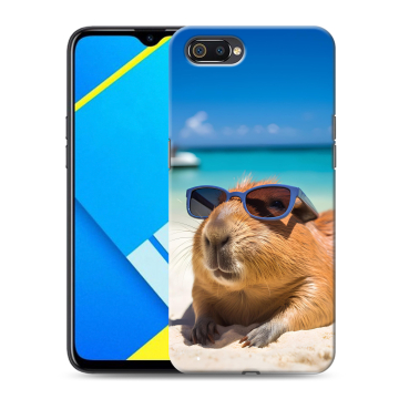Силиконовый противоударный чехол на Realme C2 с принтом Капибара Силиконовый противоударный чехол на Realme C2 с принтом Капибара