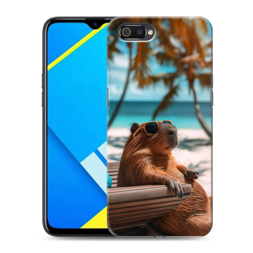 Силиконовый противоударный чехол на Realme C2 с принтом Капибара Силиконовый противоударный чехол на Realme C2 с принтом Капибара