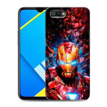 Силиконовый противоударный чехол на Realme C2 с принтом Железный человек Ironman Силиконовый противоударный чехол на Realme C2 с принтом Железный человек Ironman