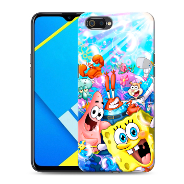 Силиконовый противоударный чехол на Realme C2 с принтом спанчбоб спанч боб Силиконовый противоударный чехол на Realme C2 с принтом спанчбоб спанч боб