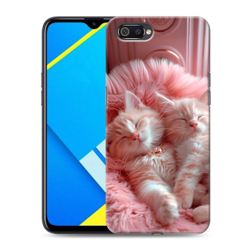 Силиконовый противоударный чехол на Realme C2 с принтом котята котики