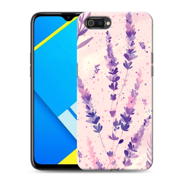 Силиконовый противоударный чехол на Realme C2 с принтом цветы лаванда Силиконовый противоударный чехол на Realme C2 с принтом цветы лаванда