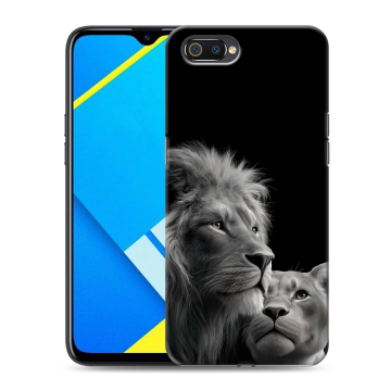 Силиконовый противоударный чехол на Realme C2 с принтом Лев кошки Силиконовый противоударный чехол на Realme C2 с принтом Лев кошки
