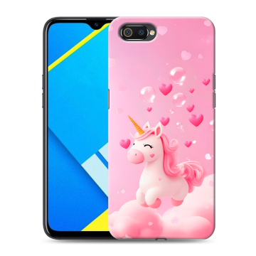 Силиконовый противоударный чехол на Realme C2 с принтом Единорог Силиконовый противоударный чехол на Realme C2 с принтом Единорог