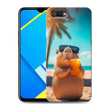 Силиконовый противоударный чехол на Realme C2 с принтом Капибара Силиконовый противоударный чехол на Realme C2 с принтом Капибара