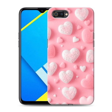 Силиконовый противоударный чехол на Realme C2 с принтом Сердечки Силиконовый противоударный чехол на Realme C2 с принтом Сердечки