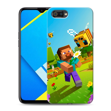 Силиконовый противоударный чехол на Realme C2 с принтом Майнкрафт Minecraft Силиконовый противоударный чехол на Realme C2 с принтом Майнкрафт Minecraft