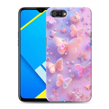 Силиконовый противоударный чехол на Realme C2 с принтом Бабочки Силиконовый противоударный чехол на Realme C2 с принтом Бабочки