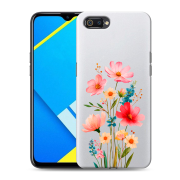 Силиконовый противоударный чехол на Realme C2 с принтом Цветы Силиконовый противоударный чехол на Realme C2 с принтом Цветы