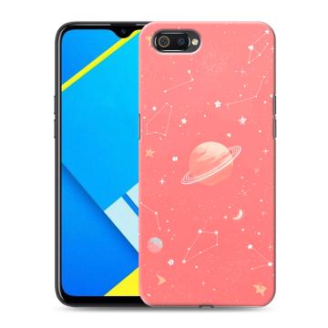 Силиконовый противоударный чехол на Realme C2 с принтом Розовый космос Силиконовый противоударный чехол на Realme C2 с принтом Розовый космос