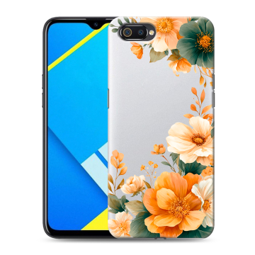 Силиконовый противоударный чехол на Realme C2 с принтом Цветы принт Силиконовый противоударный чехол на Realme C2 с принтом Цветы принт