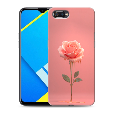 Силиконовый противоударный чехол на Realme C2 с принтом Розовая роза Силиконовый противоударный чехол на Realme C2 с принтом Розовая роза