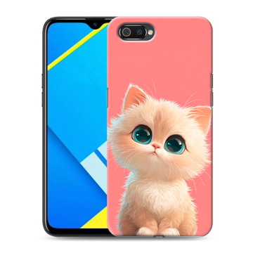 Силиконовый противоударный чехол на Realme C2 с принтом Розовый котенок Силиконовый противоударный чехол на Realme C2 с принтом Розовый котенок