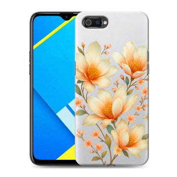 Силиконовый противоударный чехол на Realme C2 с принтом Цветы Силиконовый противоударный чехол на Realme C2 с принтом Цветы