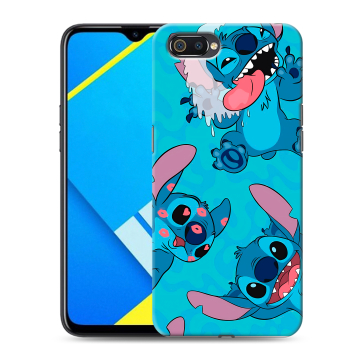 Силиконовый противоударный чехол на Realme C2 с принтом Лило и Стич Силиконовый противоударный чехол на Realme C2 с принтом Лило и Стич