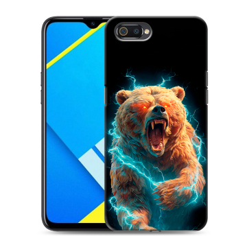 Силиконовый противоударный чехол на Realme C2 с принтом Медведь Силиконовый противоударный чехол на Realme C2 с принтом Медведь