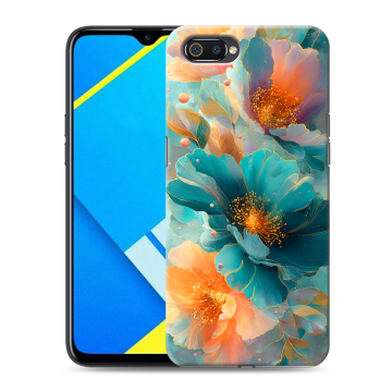 Силиконовый противоударный чехол на Realme C2 с принтом Цветы Силиконовый противоударный чехол на Realme C2 с принтом Цветы