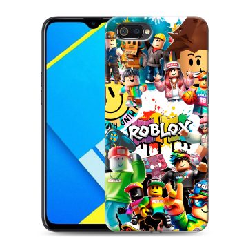 Силиконовый противоударный чехол на Realme C2 с принтом Roblox Роблокс