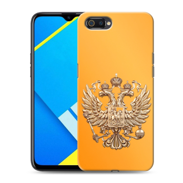 Силиконовый противоударный чехол на Realme C2 с принтом Герб Флаг России Силиконовый противоударный чехол на Realme C2 с принтом Герб Флаг России