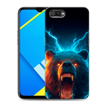 Силиконовый противоударный чехол на Realme C2 с принтом Медведь Силиконовый противоударный чехол на Realme C2 с принтом Медведь