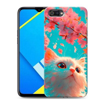 Силиконовый противоударный чехол на Realme C2 с принтом Красивый кот Силиконовый противоударный чехол на Realme C2 с принтом Красивый кот